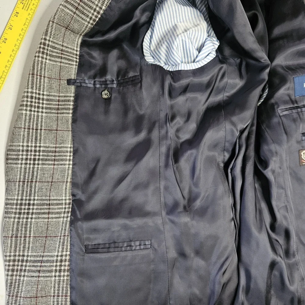 Faconnable Mens Blazer 42R Wool Cashmere Plaid Sport‎ Coat Suit Jacket